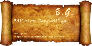 Bénics Genovéva névjegykártya